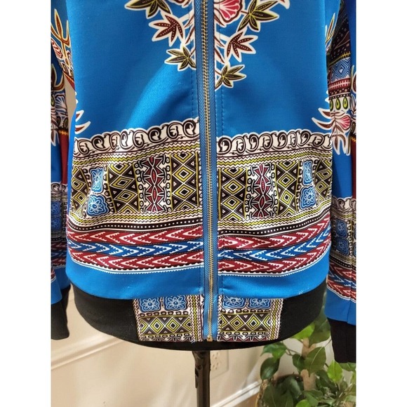 African Print Multicolor Dashiki Long Sleeve Full Zip Bomber Jacket XL - Picture 4 of 14